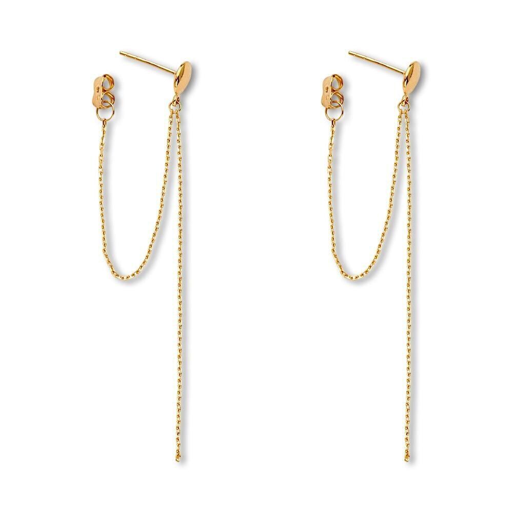 14K Solid Gold Long Hanging Earrings | Dainty Jewelry By Tehrani Jewelry